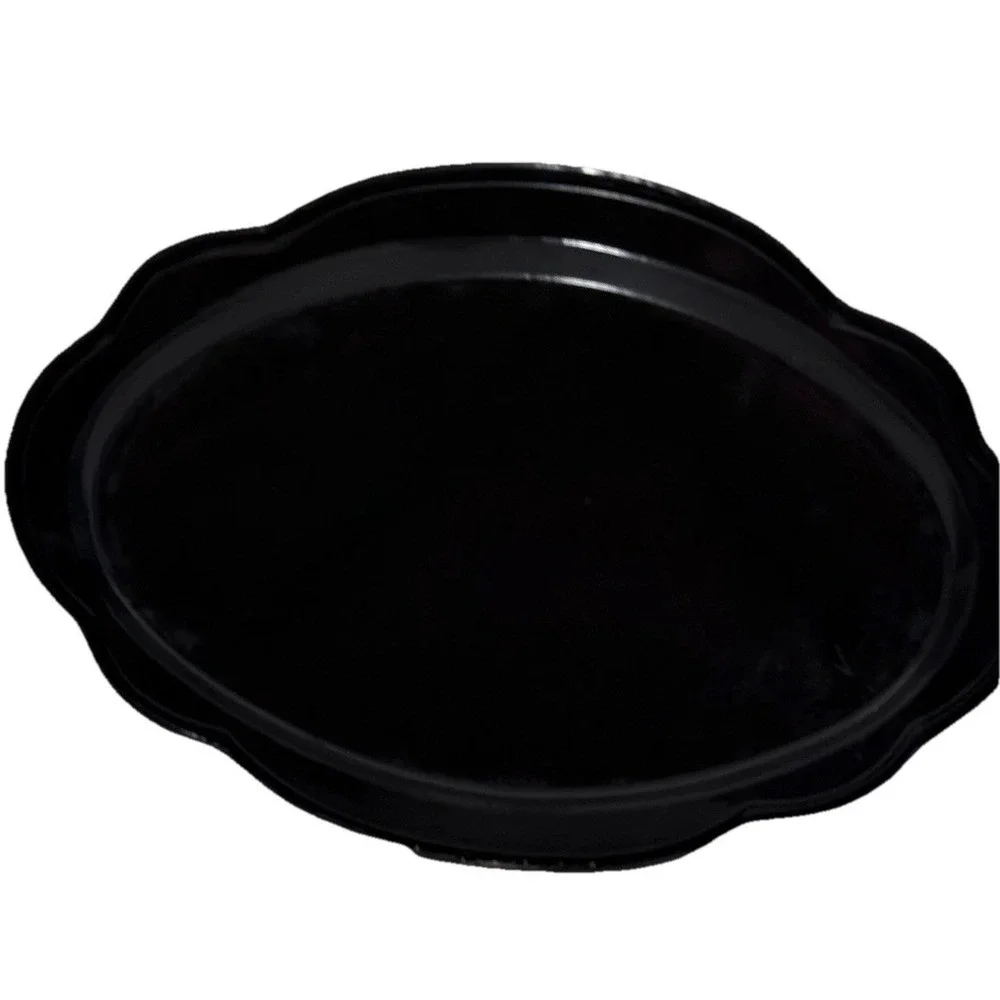 Vintage Zhostovo-Style Hand Painted‎ Oval Metal Tray Berry Folk Art Scalloped